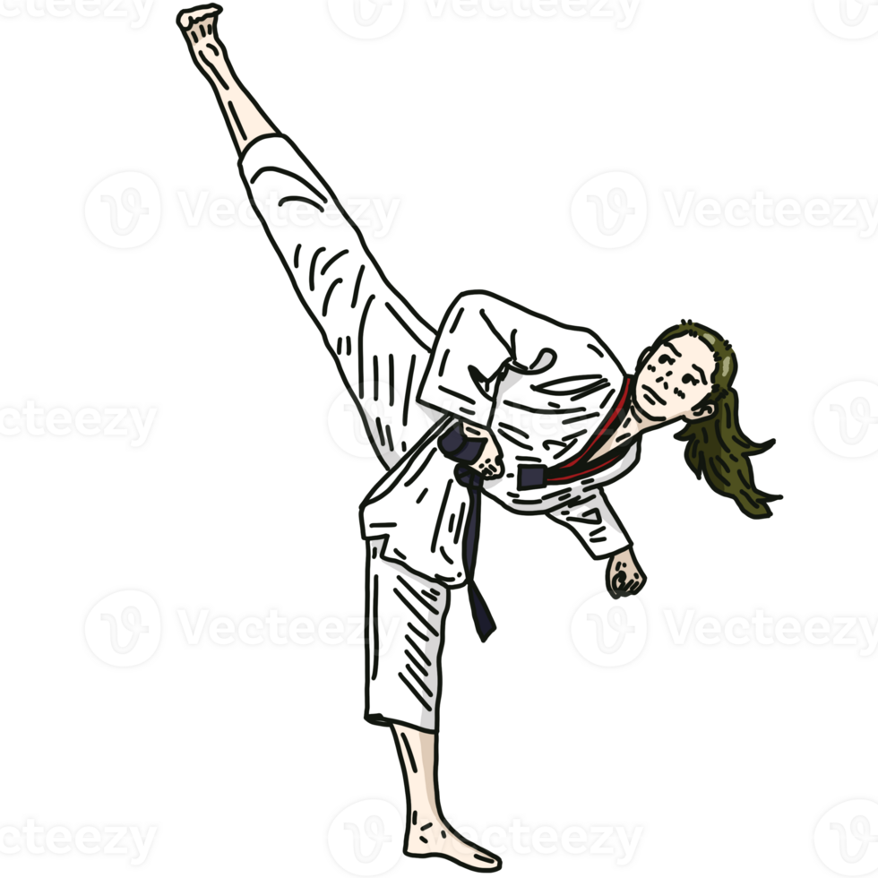 taekwondo pateando acción png