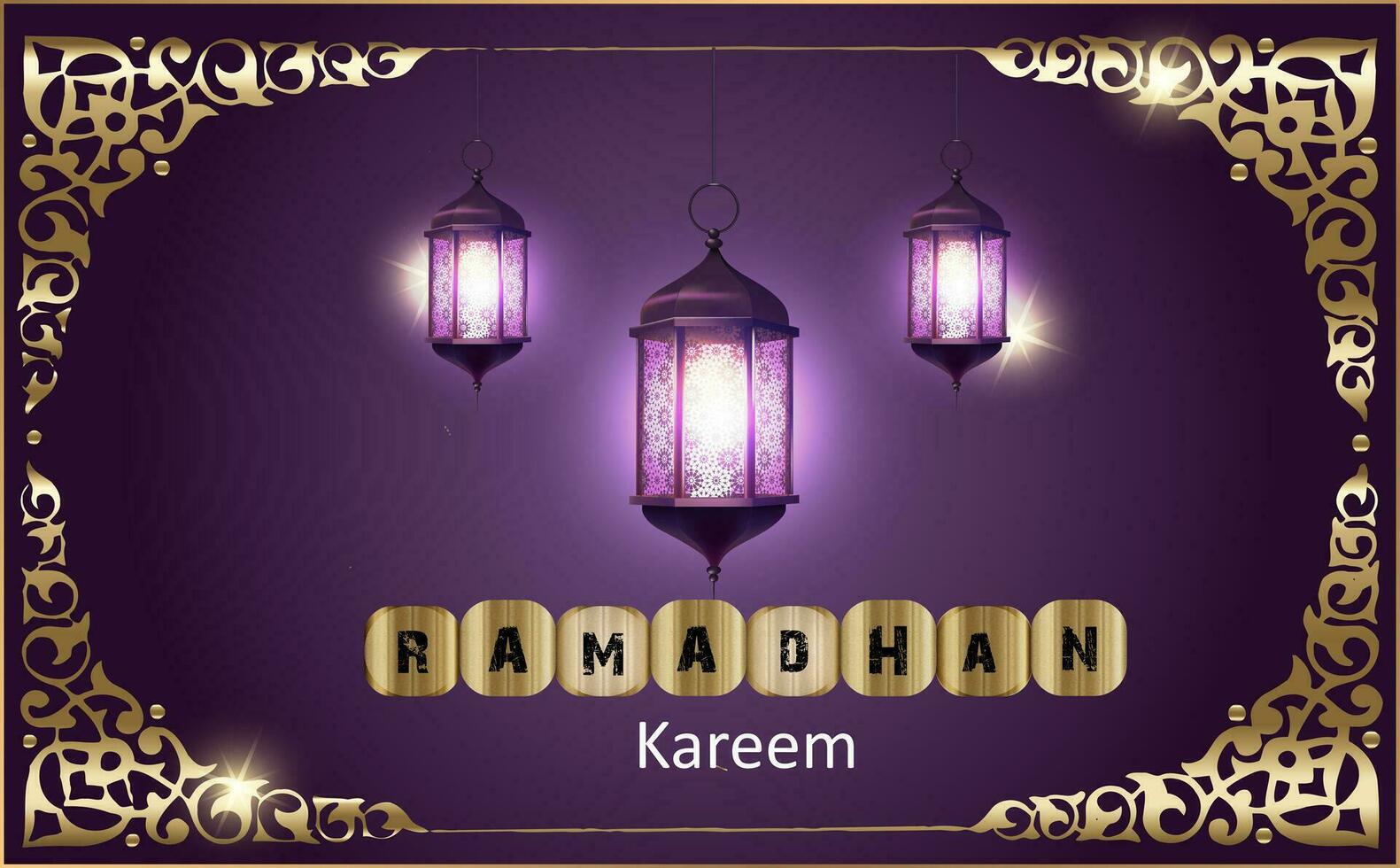Islamic background with hanging lantern vector
