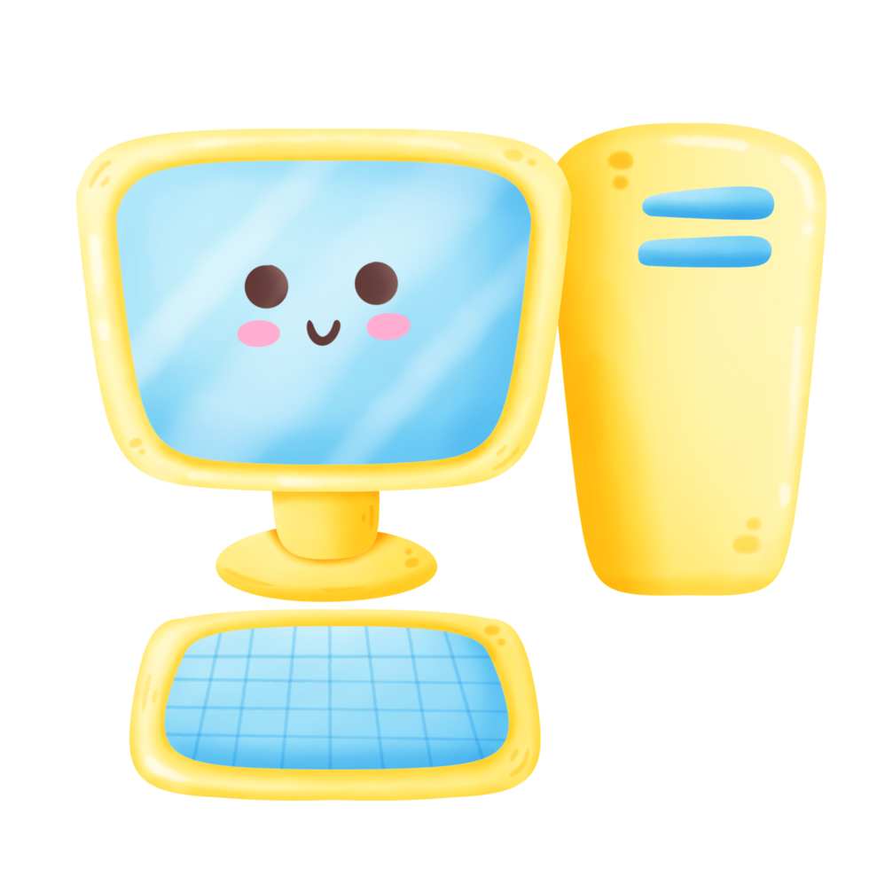 schattig computer tekenfilm illustratie png