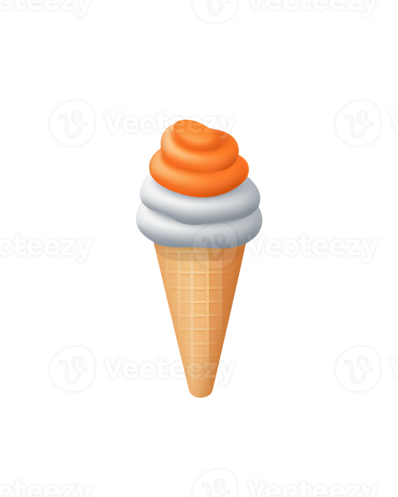 Ice cream scoop on waffle cone on transparent background cutout, PNG file. AI Generated