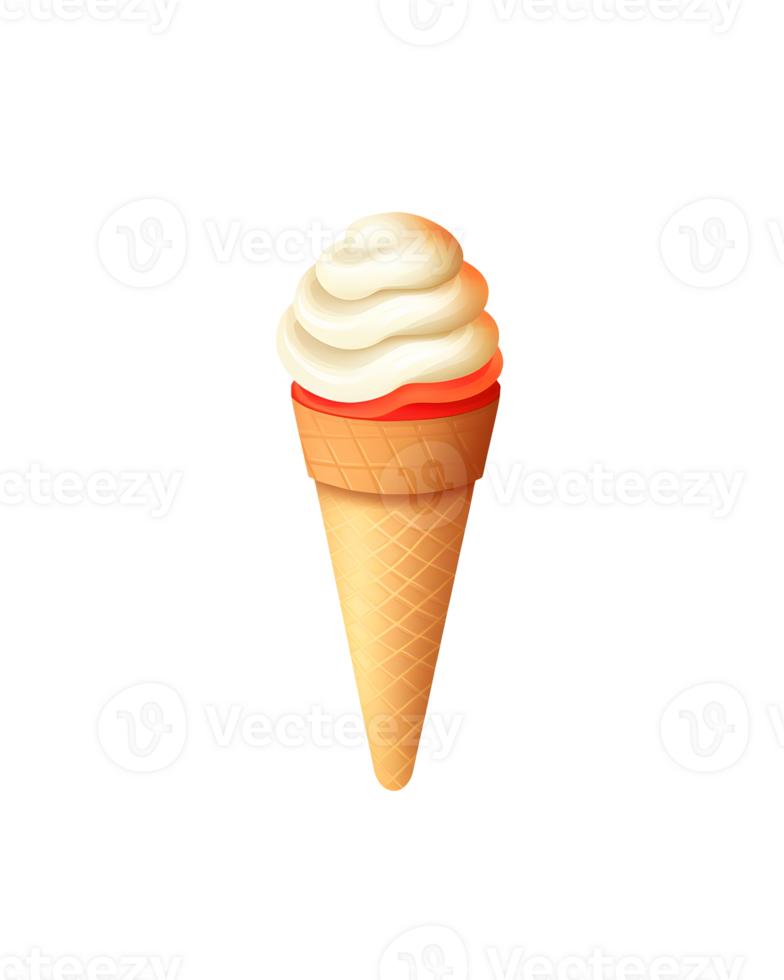 Ice cream scoop on waffle cone on transparent background cutout, PNG file. AI Generated