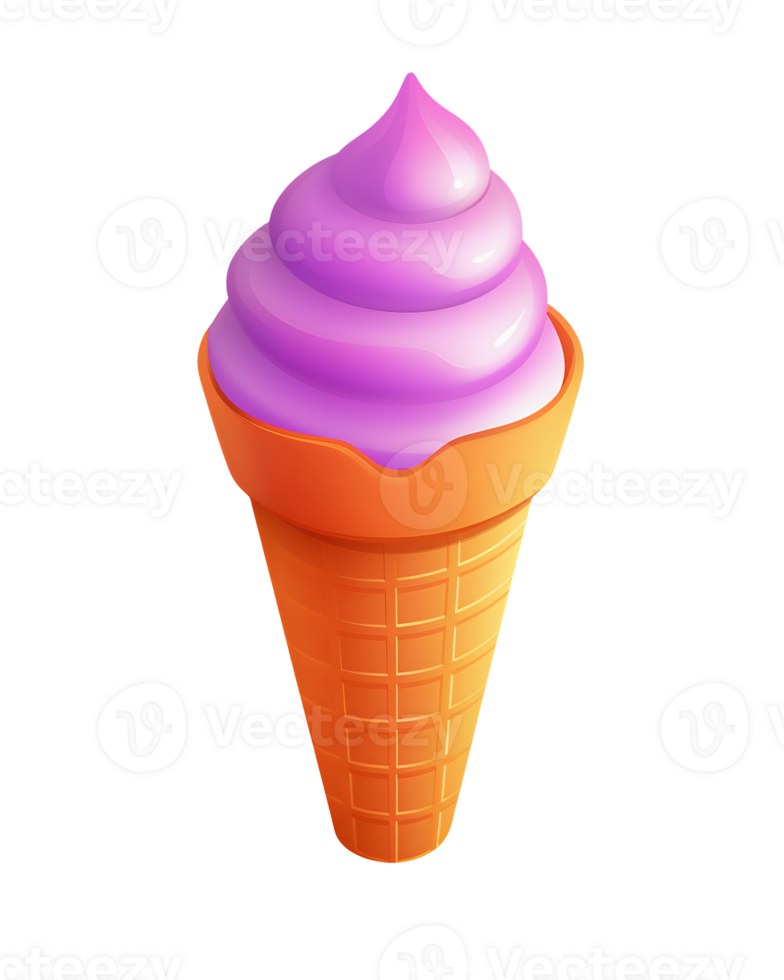 Ice cream scoop on waffle cone on transparent background cutout, PNG file. AI Generated
