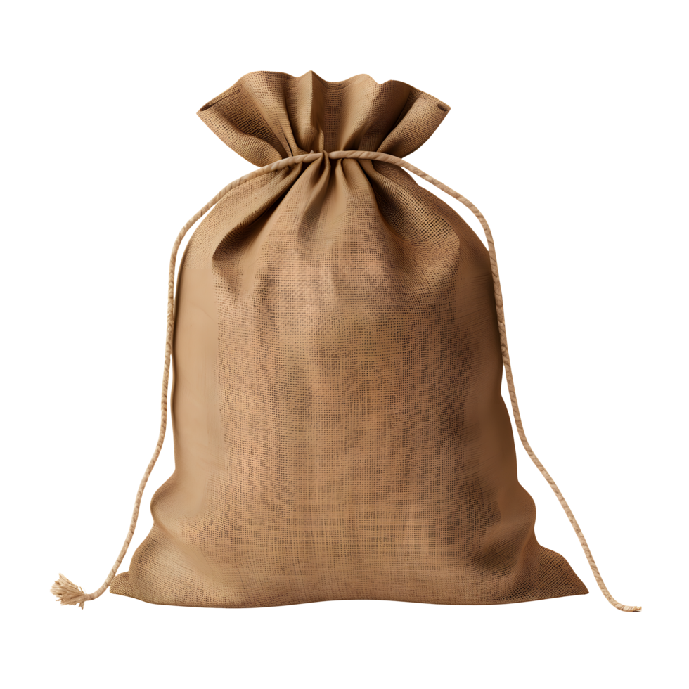 Burlap sack isolated on transparent or white background, png AI Generated