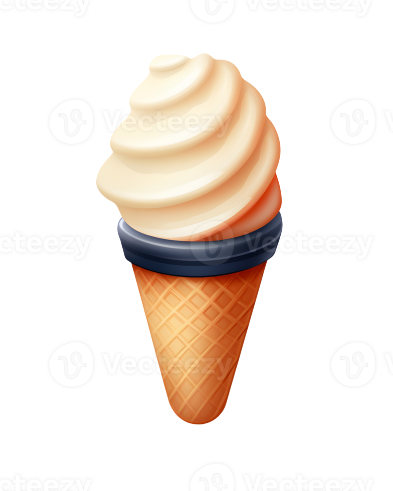 Ice cream scoop on waffle cone on transparent background cutout, PNG file. AI Generated