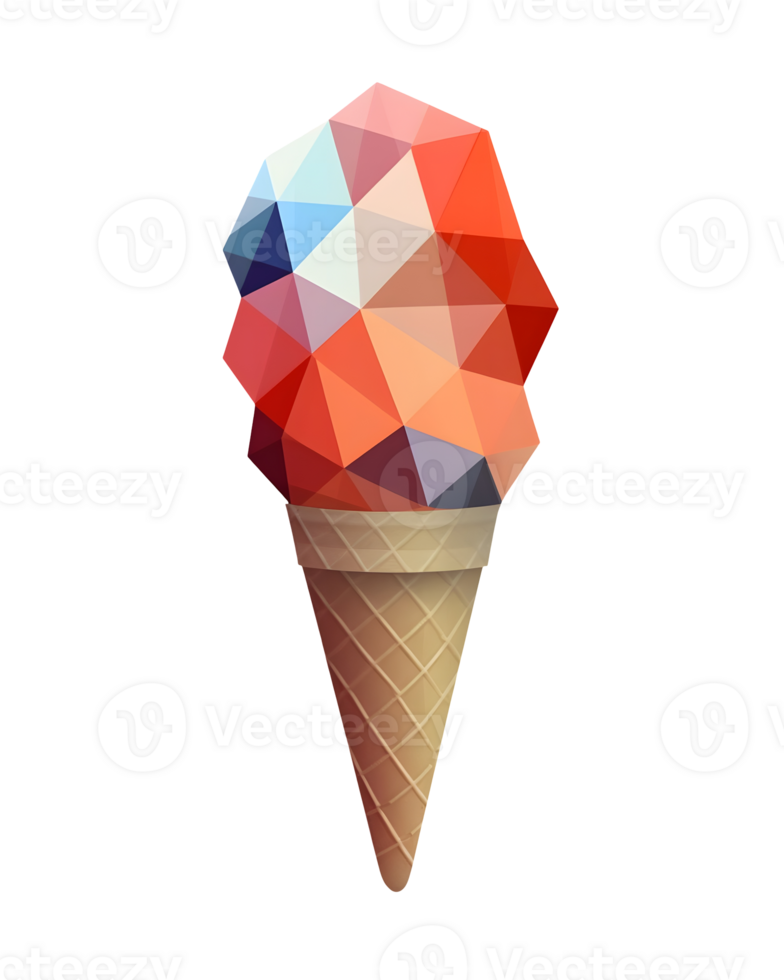 Ice cream scoop on waffle cone on transparent background cutout, PNG file. AI Generated