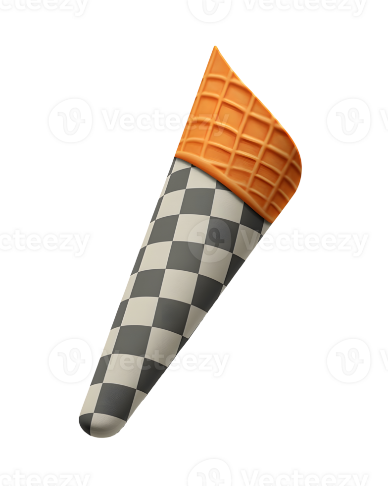 Ice cream scoop on waffle cone on transparent background cutout, PNG file. AI Generated