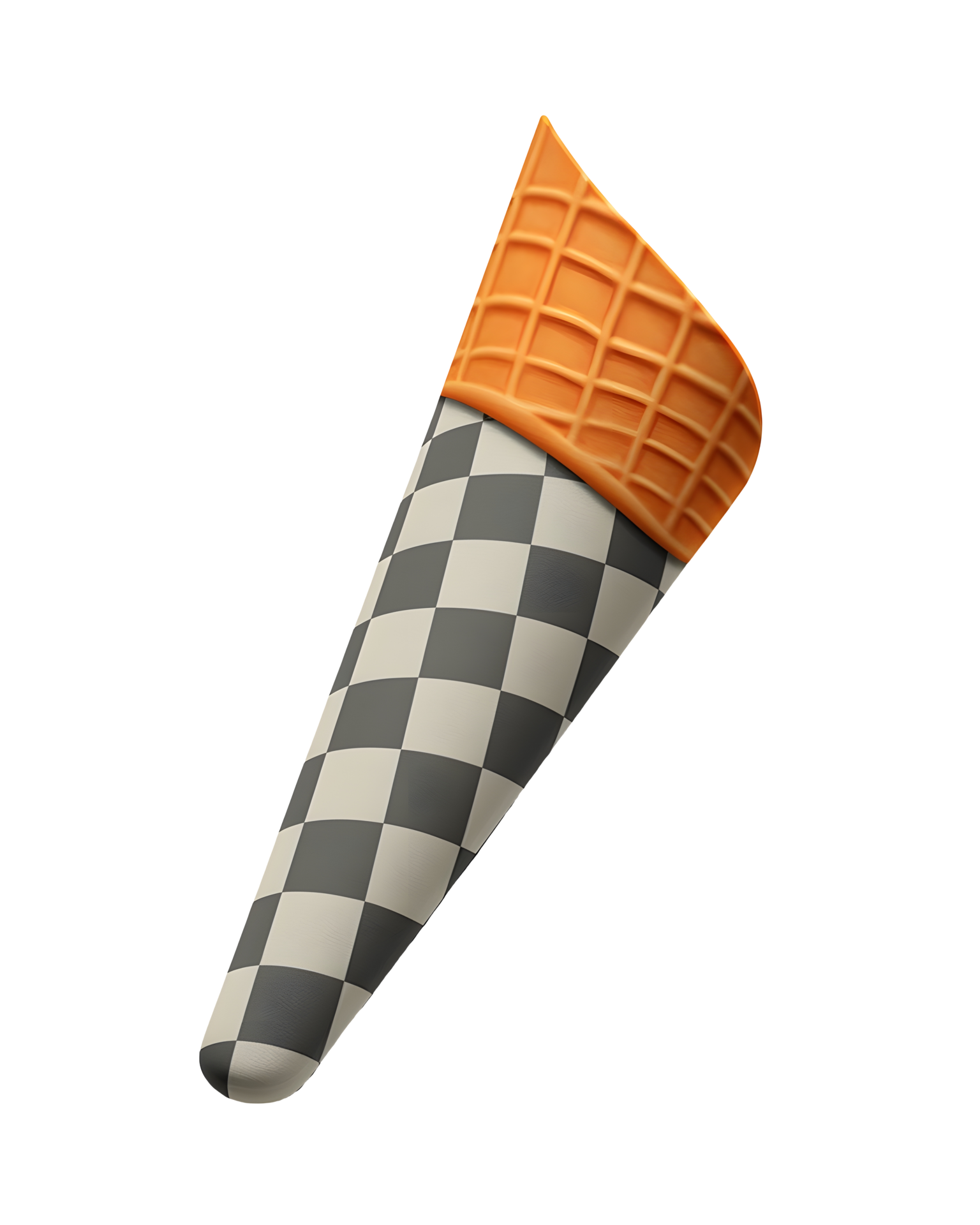 Ice cream scoop on waffle cone on transparent background cutout, PNG