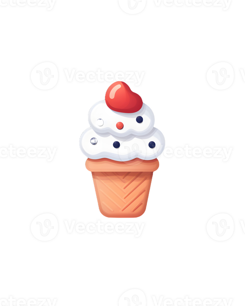 Ice cream scoop on waffle cone on transparent background cutout, PNG file. AI Generated
