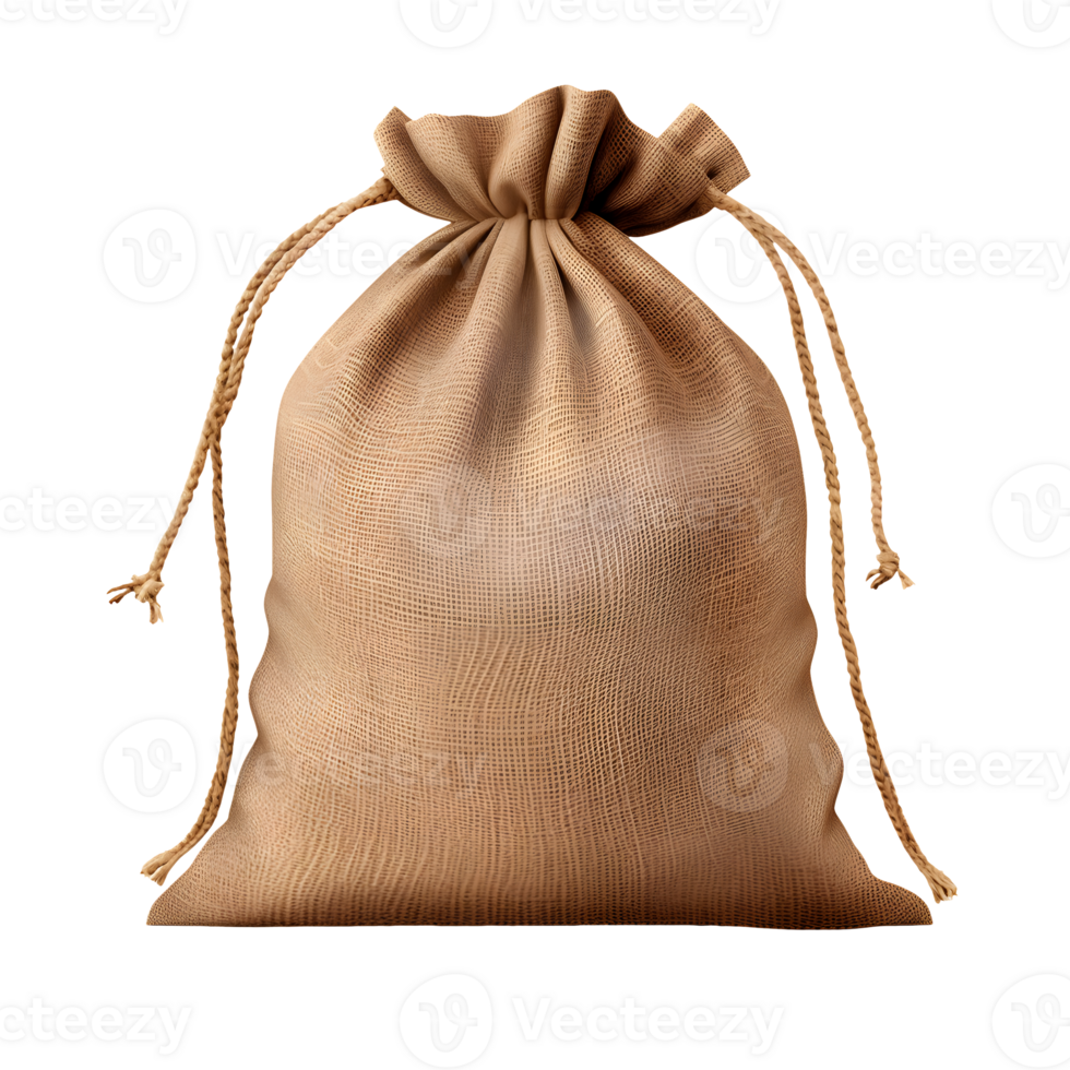 Burlap sack isolated on transparent or white background, png AI Generated