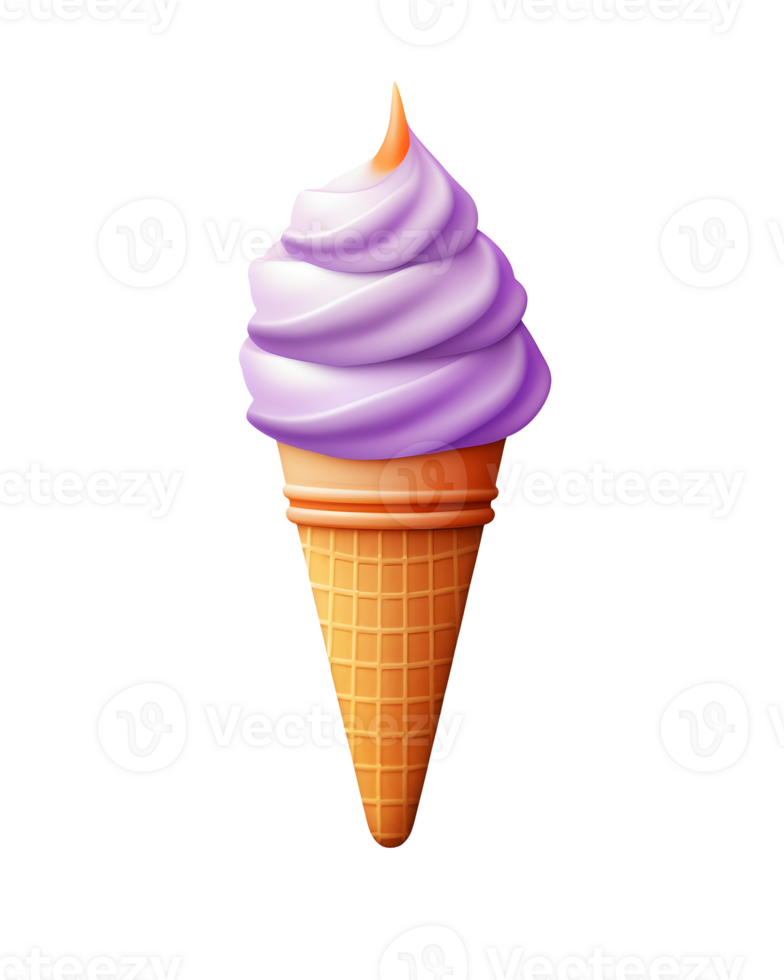Ice cream scoop on waffle cone on transparent background cutout, PNG file. AI Generated