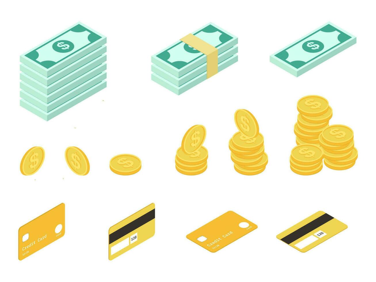 3D Isometric Flat Vector Conceptual Illustration of Money and Credit Card