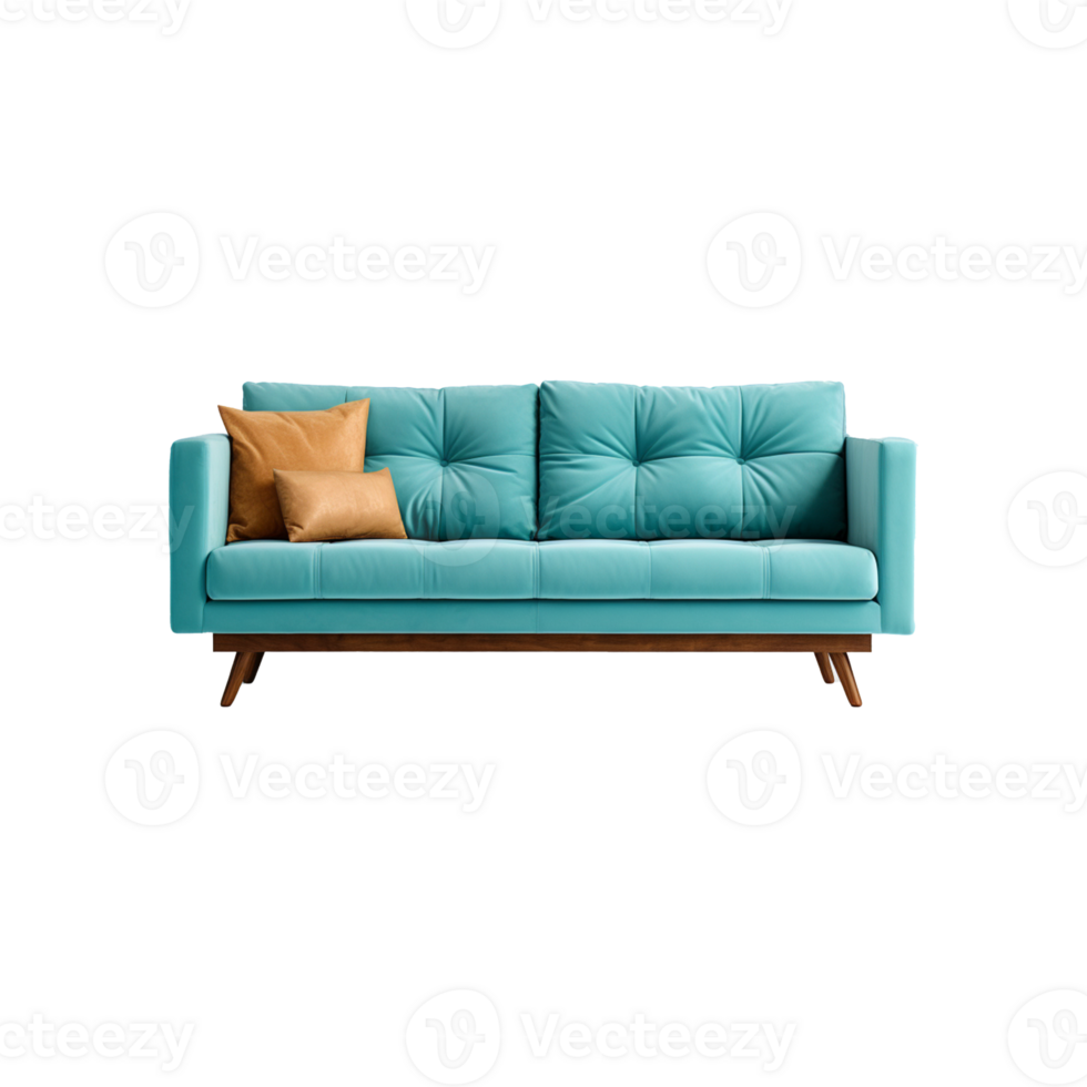 Sofa isolated on transparent PNG background generative ai