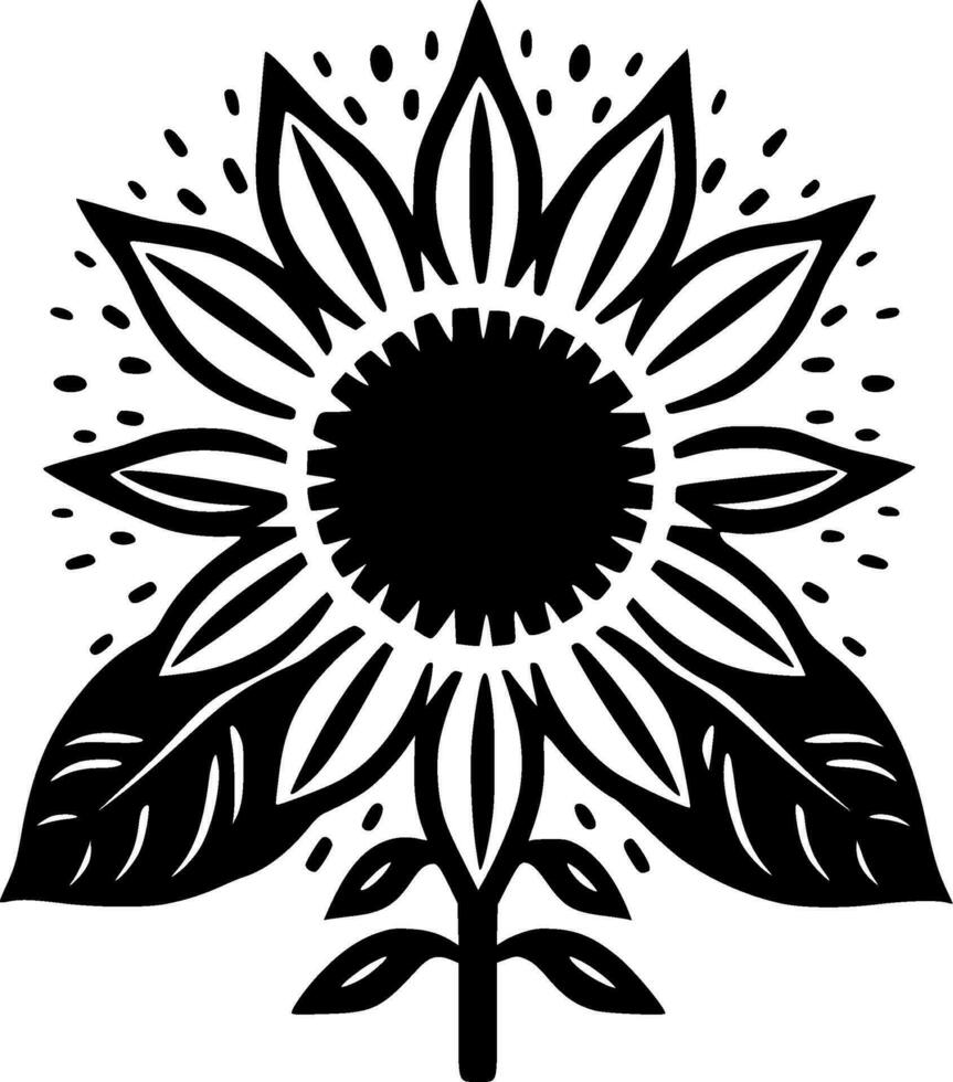 Flower - Black and White Isolated Icon - Vector illustration