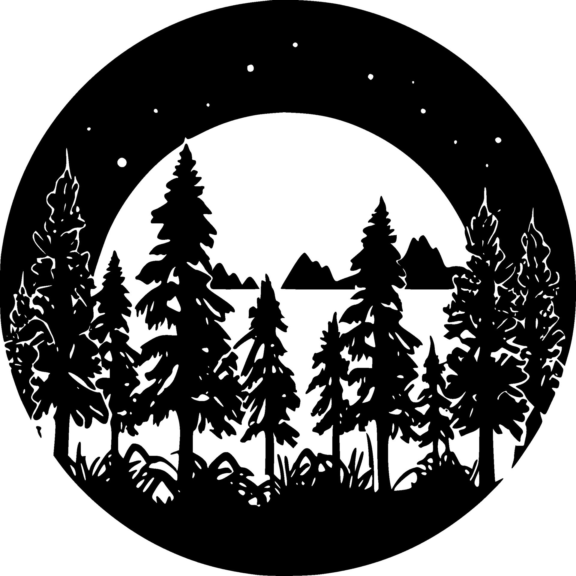 Forest - Black and White Isolated Icon - Vector illustration 27707733