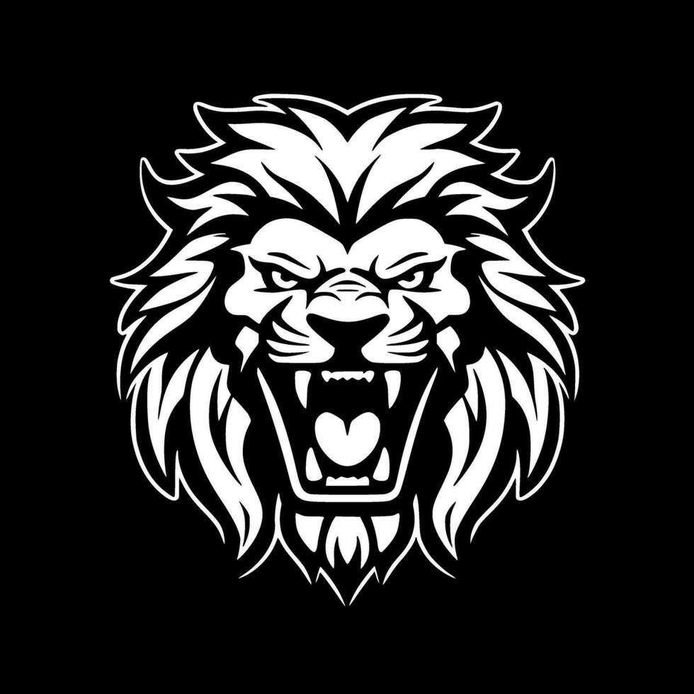 Lion, Black and White Vector illustration