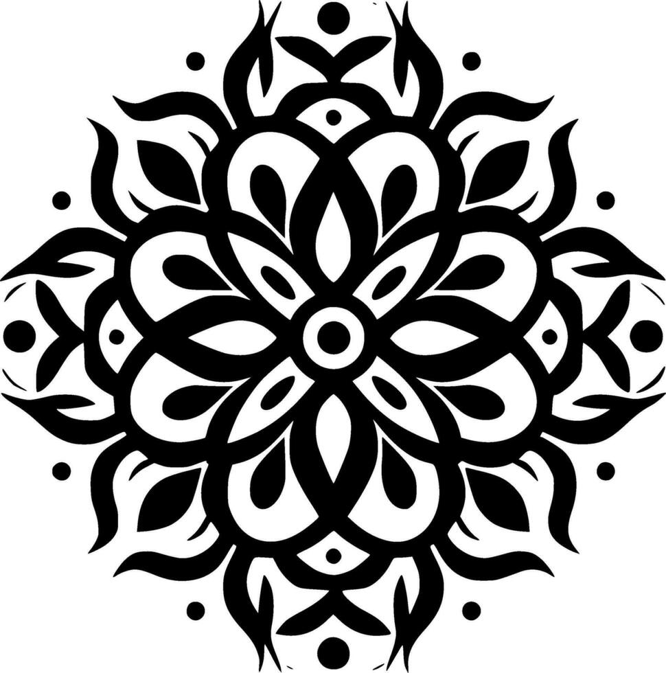 Mandala - Black and White Isolated Icon - Vector illustration