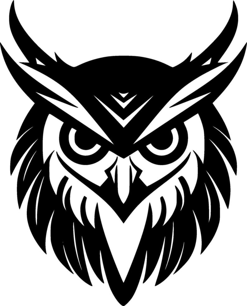 Owl, Black and White Vector illustration