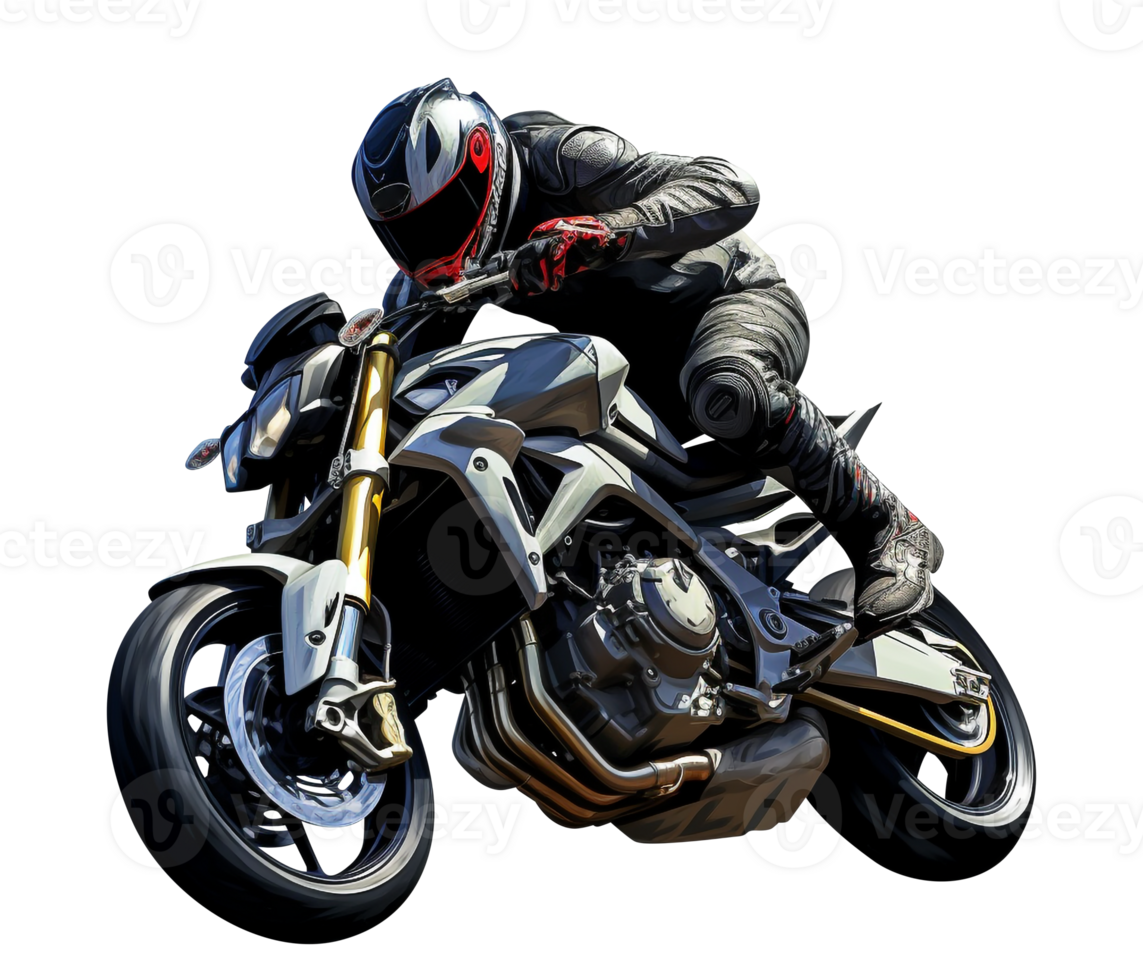 Motorrad png Motorrad png Superbike png Superbike Reiten im das Rennen Modus Motorrad Reiten im das aggressiv Stil ai generiert