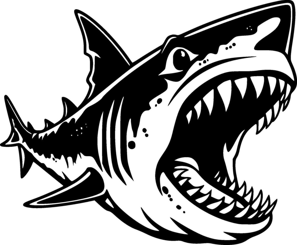 Shark - Black and White Isolated Icon - Vector illustration