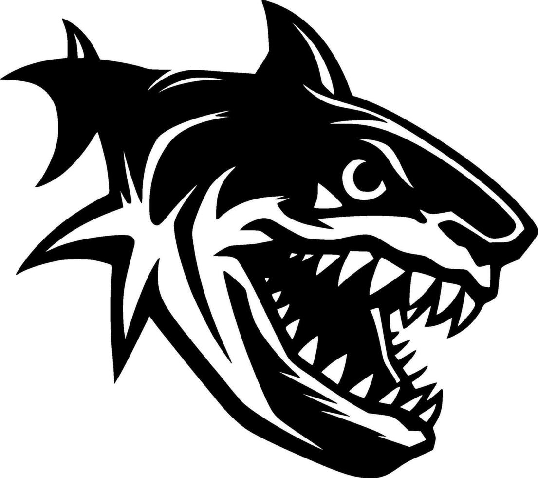 Shark - Black and White Isolated Icon - Vector illustration