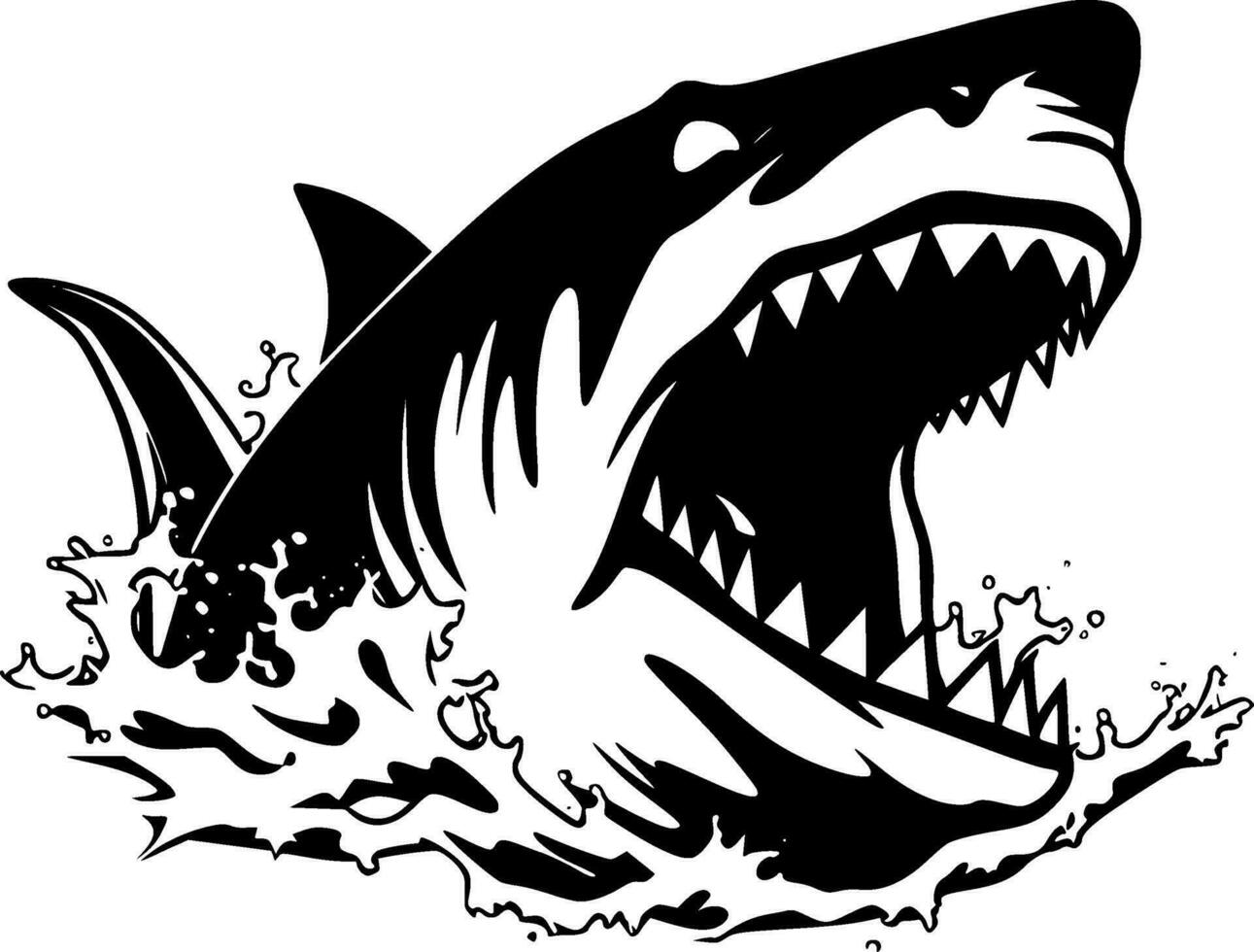 Shark - Black and White Isolated Icon - Vector illustration