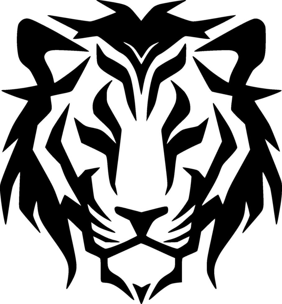 Tiger - Black and White Isolated Icon - Vector illustration