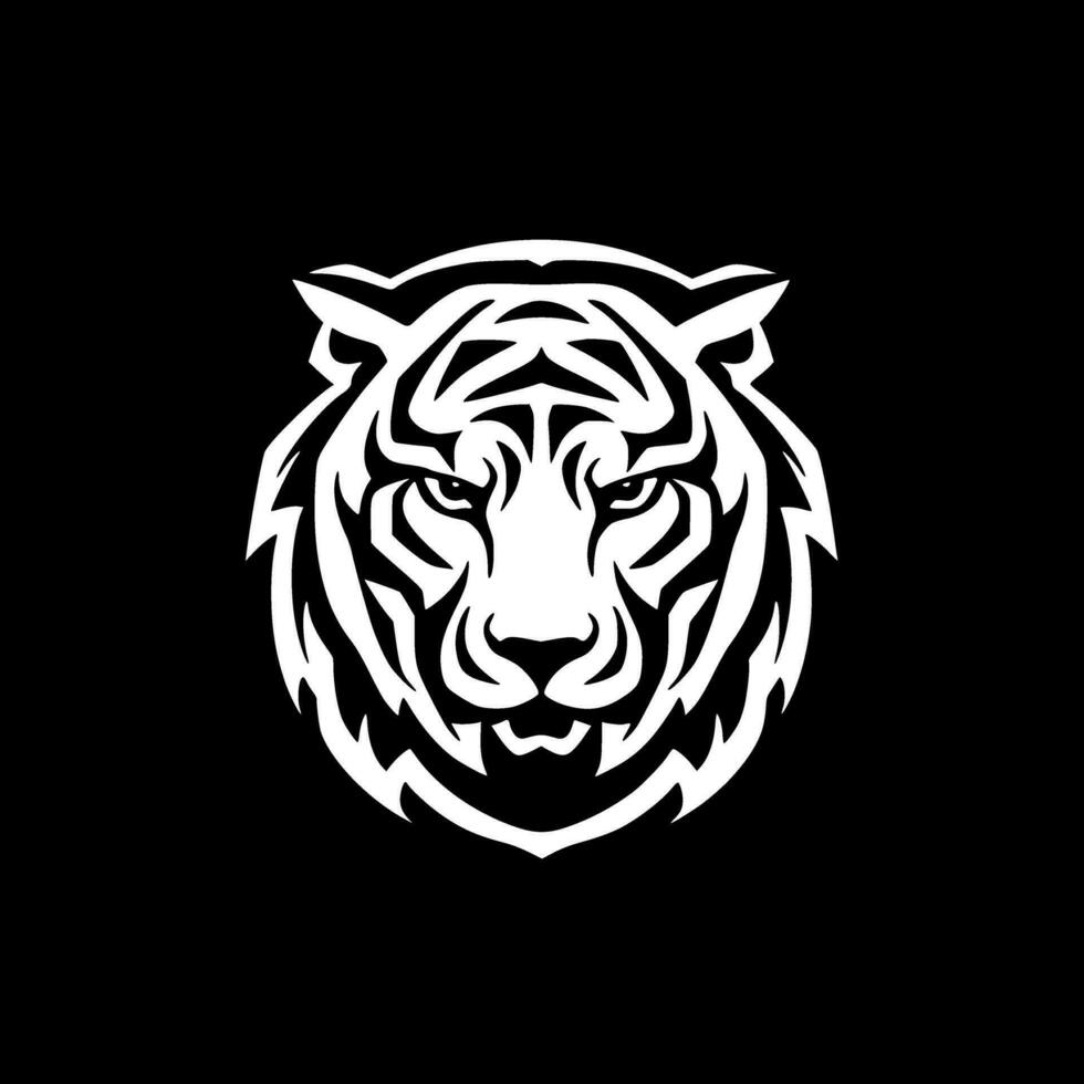 Tigre - negro y blanco aislado icono - vector ilustración