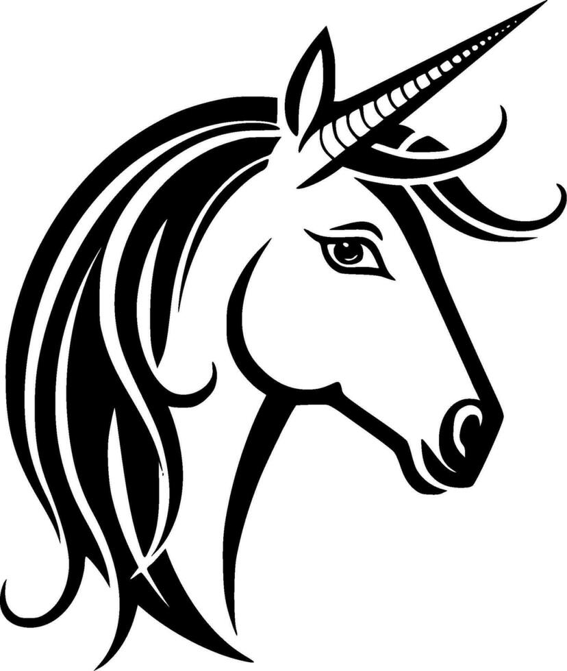 Unicorn, Black and White Vector illustration