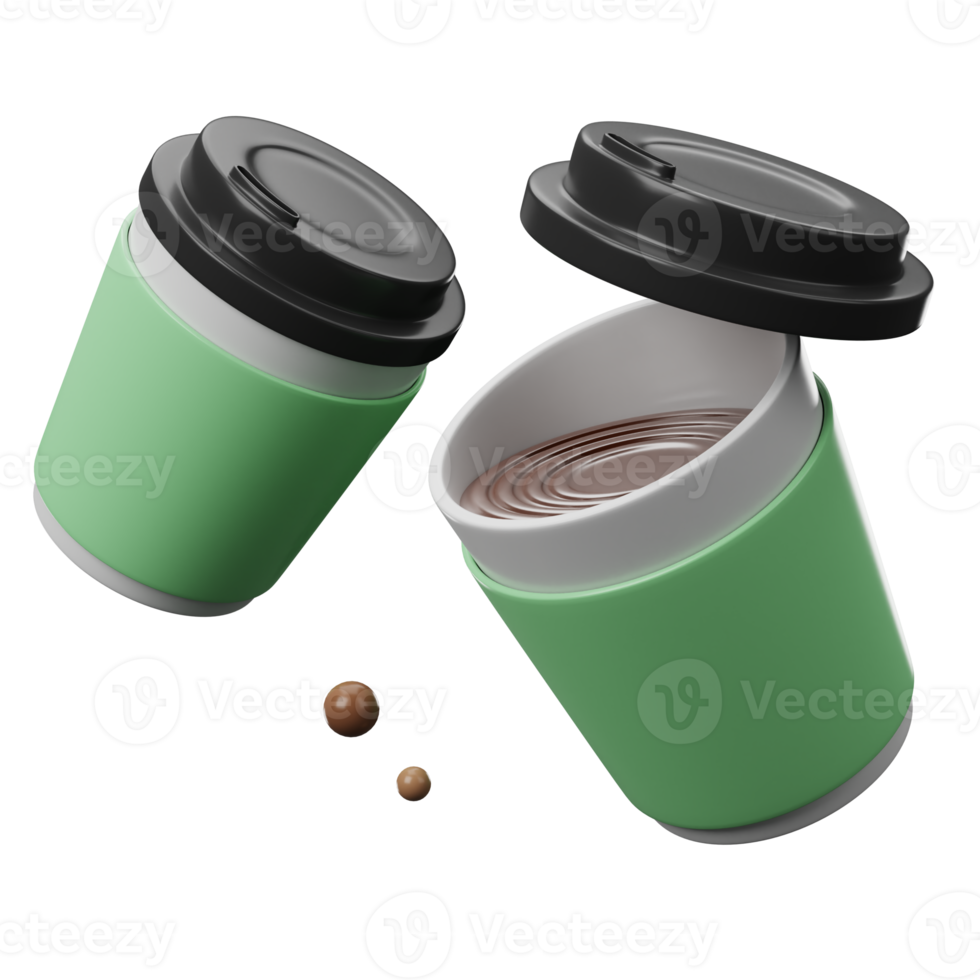 3d illustration of coffee cups png