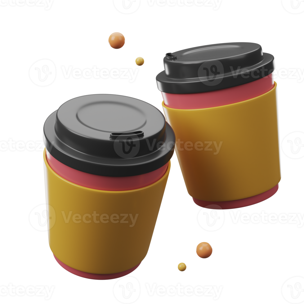3d illustration of coffee cups png