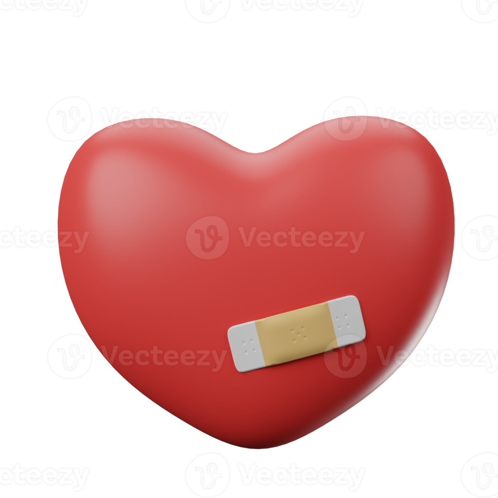3d illustration of red heart png