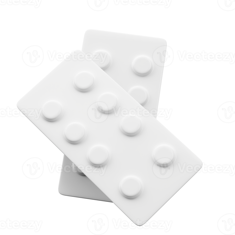 3D Medical Pills Or Drugs pill in blister packaging. png