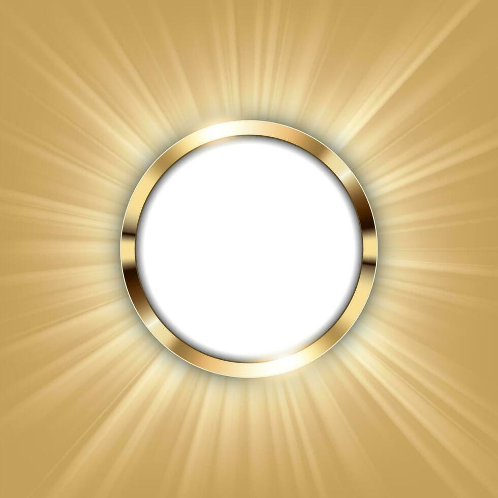 Metallic Ring with Text Space and Light Illuminated, Vector Illustration