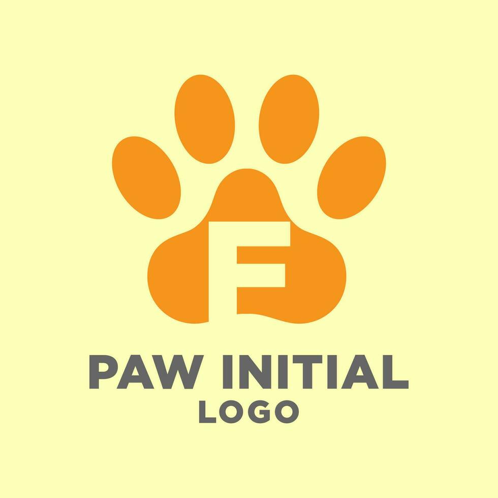 letter F dog paws initial vector logo design