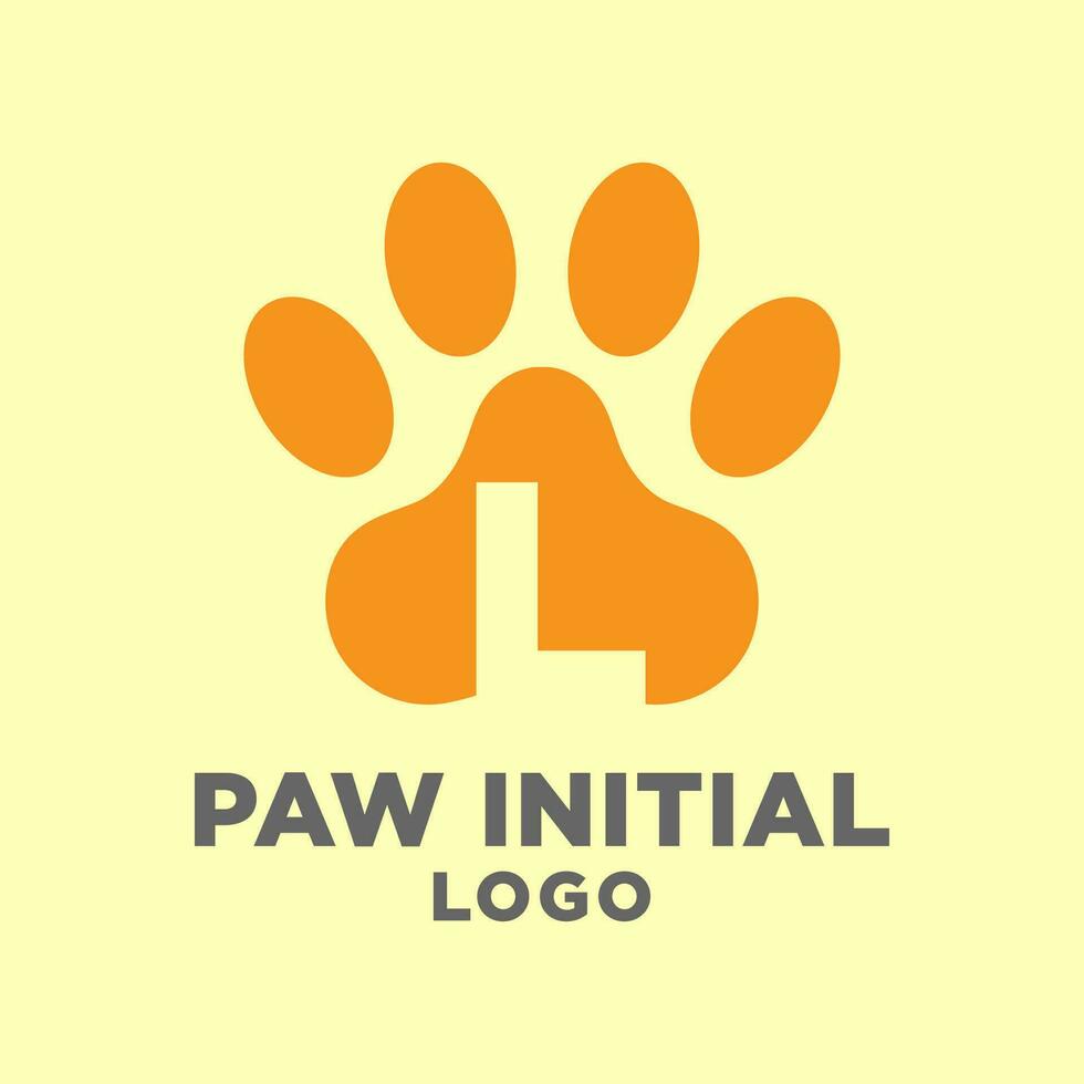 letter L dog paws initial vector logo design