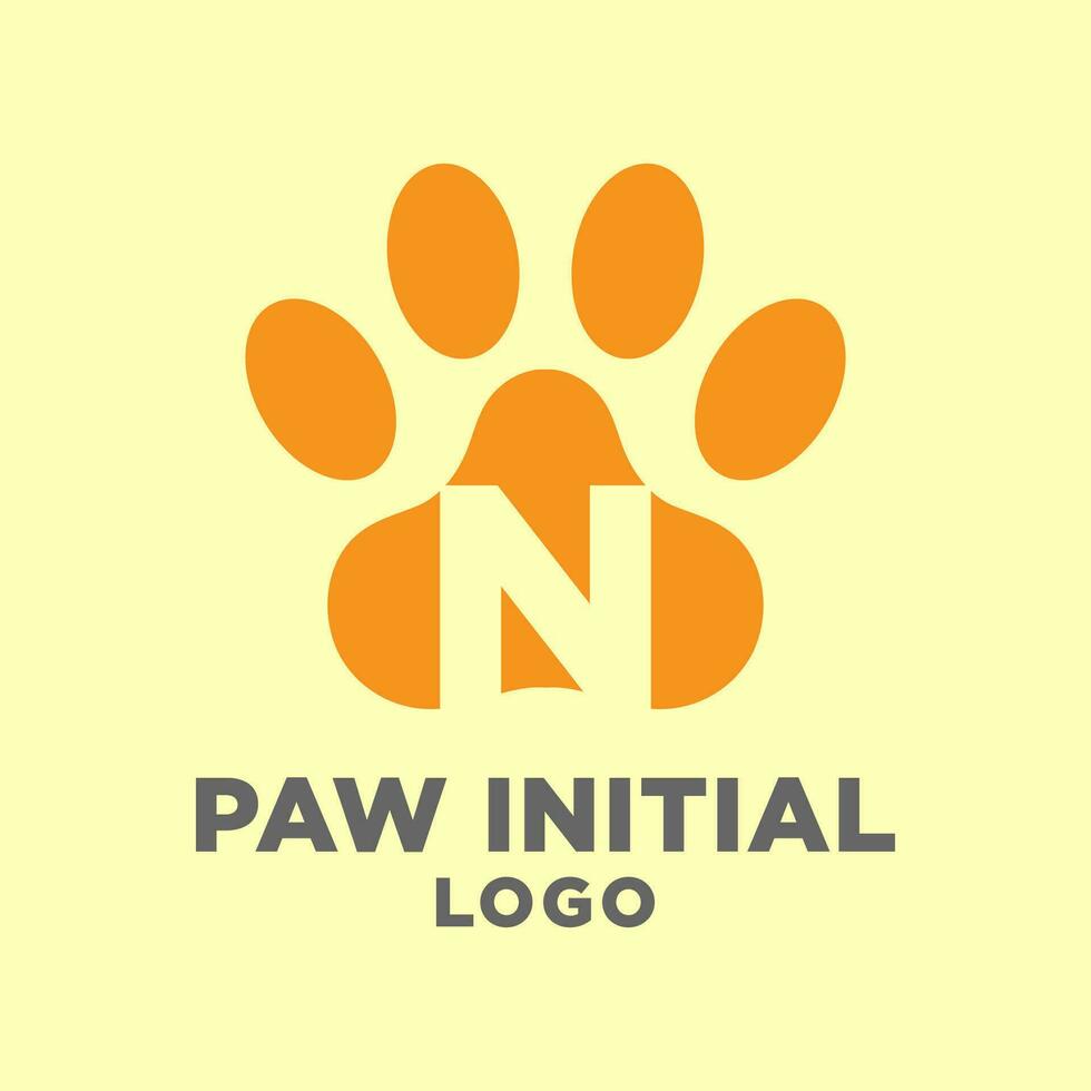 letter N dog paws initial vector logo design