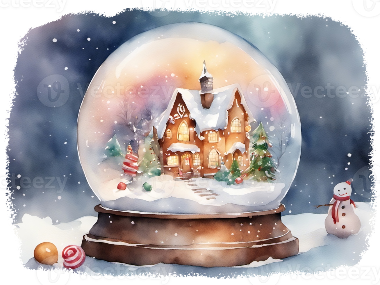 Whimsical Christmas Snow Globe Illustration AI Generated 27708883 PNG