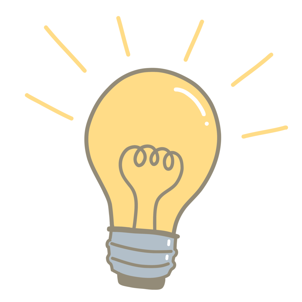 Light bulb, bright idea concept, colored drawing png