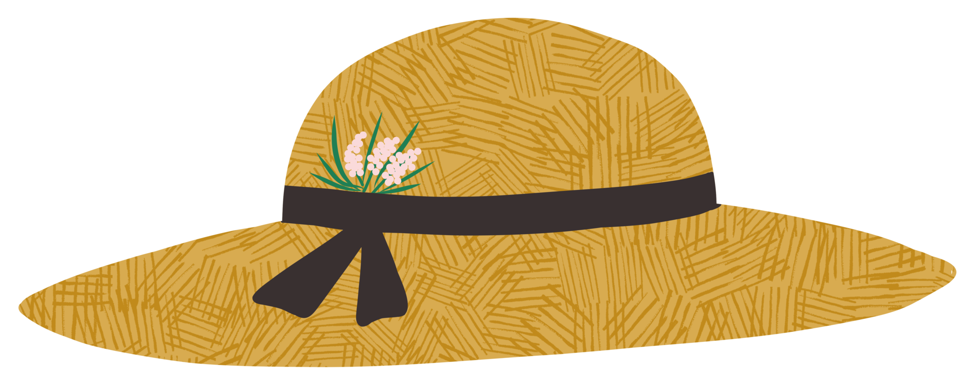 Lady hat and small flowers decoration png