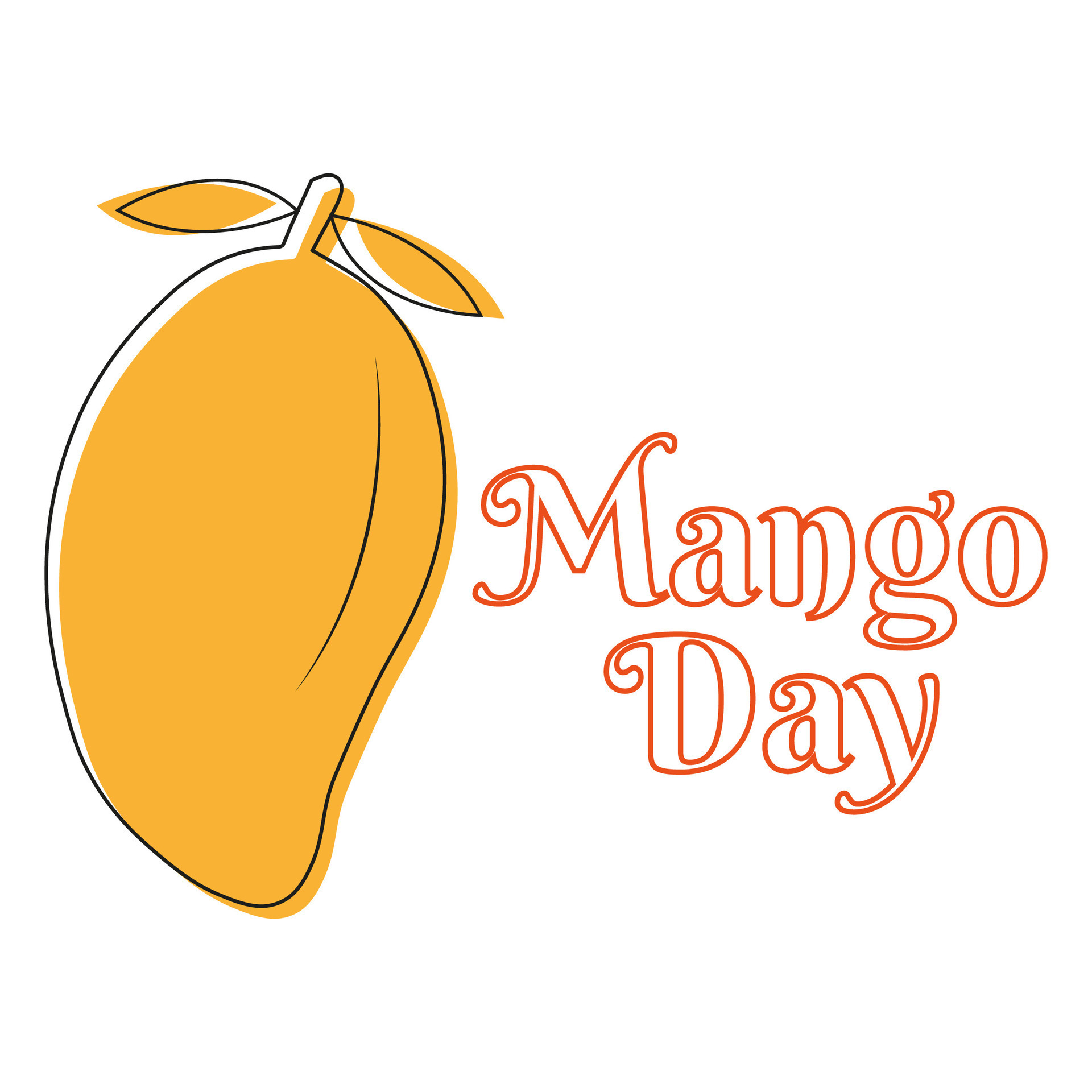 Mango day of national for national mango day celebration. Line art