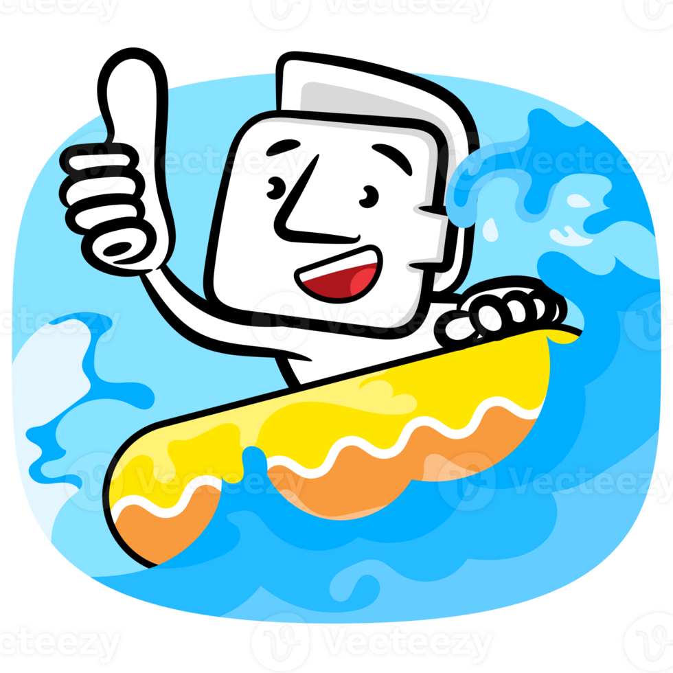 Fun water play white man cartoon gesture png