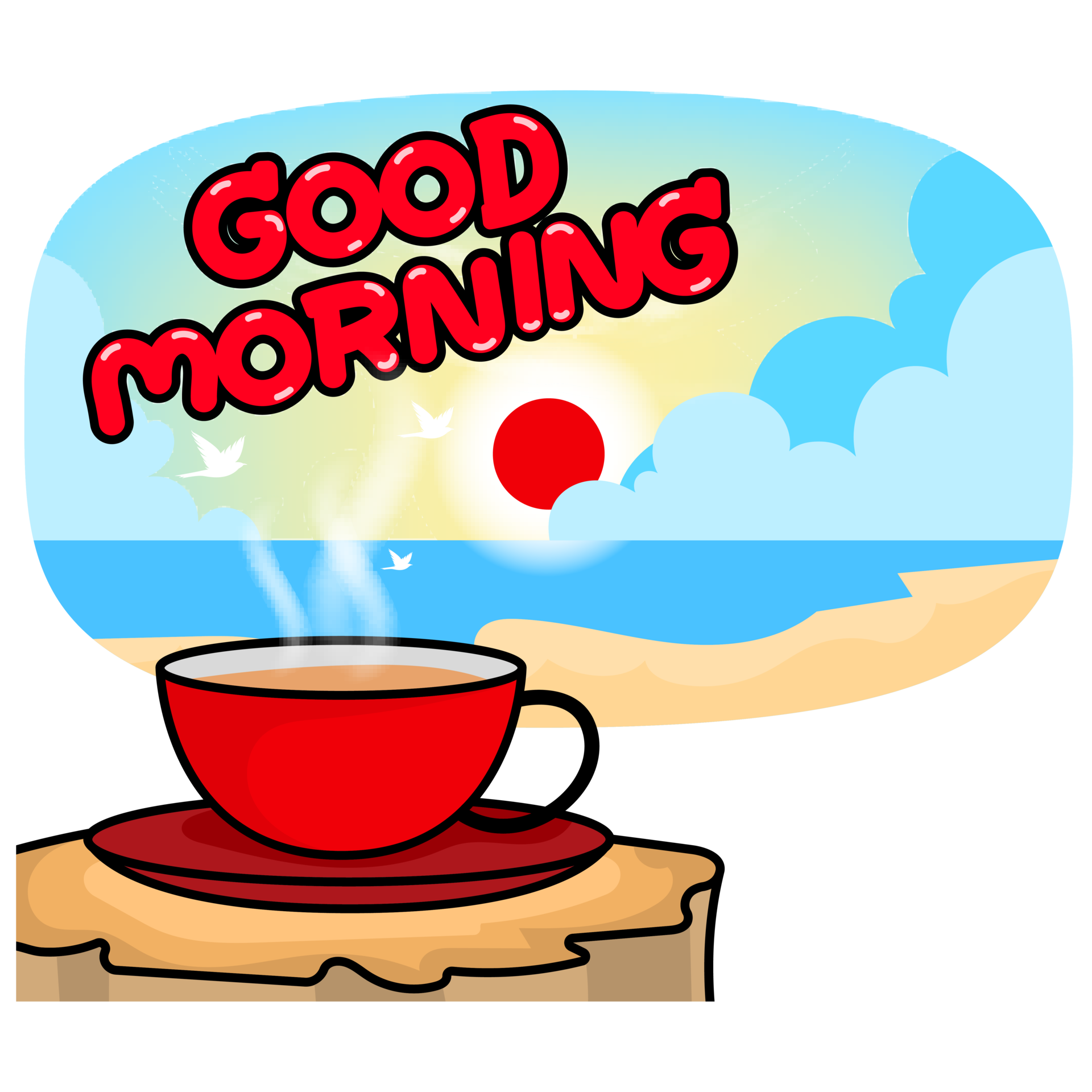 Good morning with red cup coffee 27708947 PNG