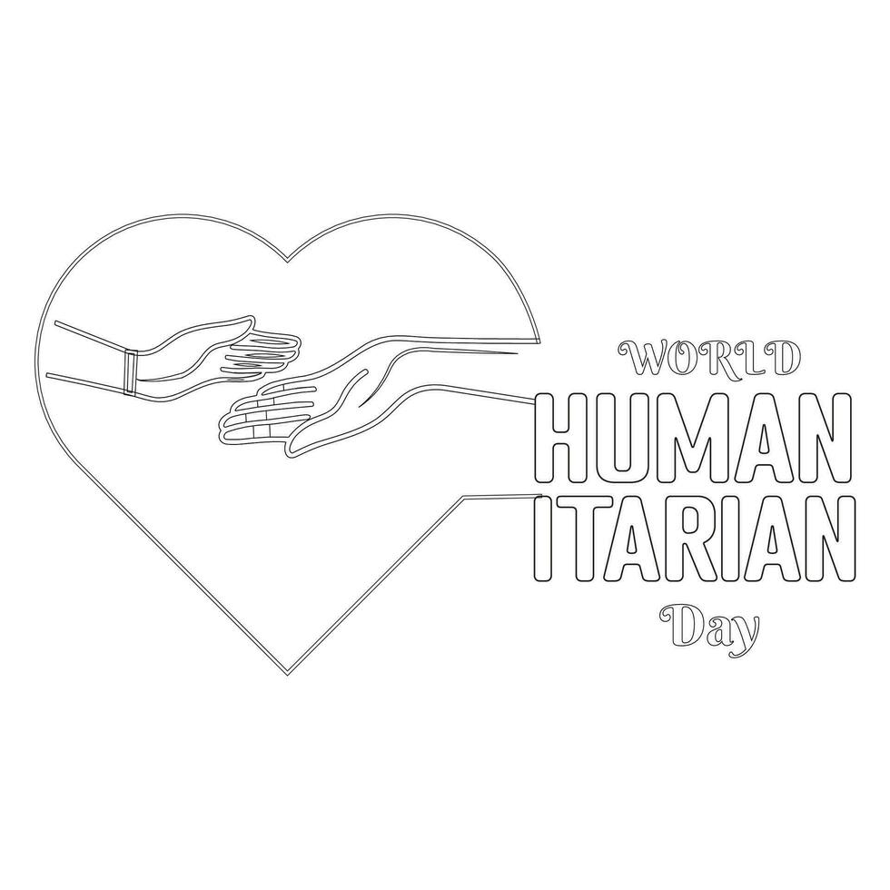 World Humanitarian Line Day Art is observed each year on August 19th worldwide  illustration heart vector