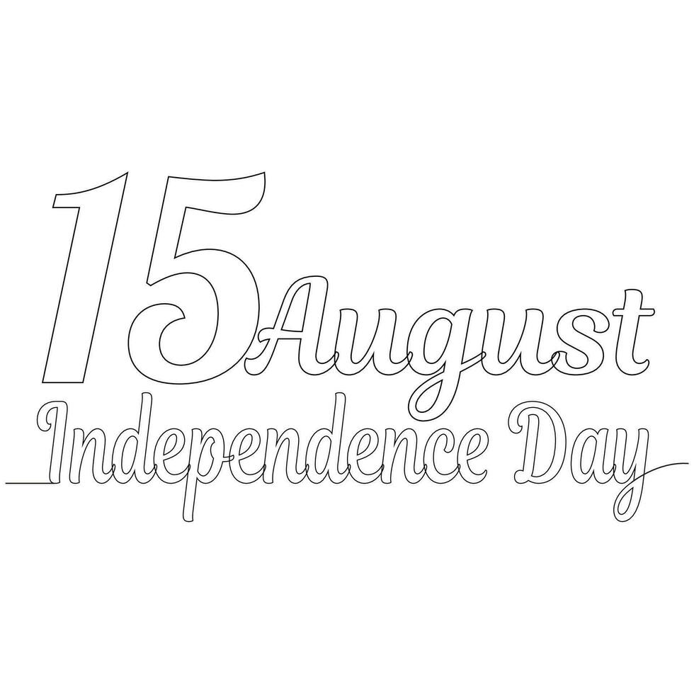 Line Art India Independence Day . Celebration 15 th of August vector