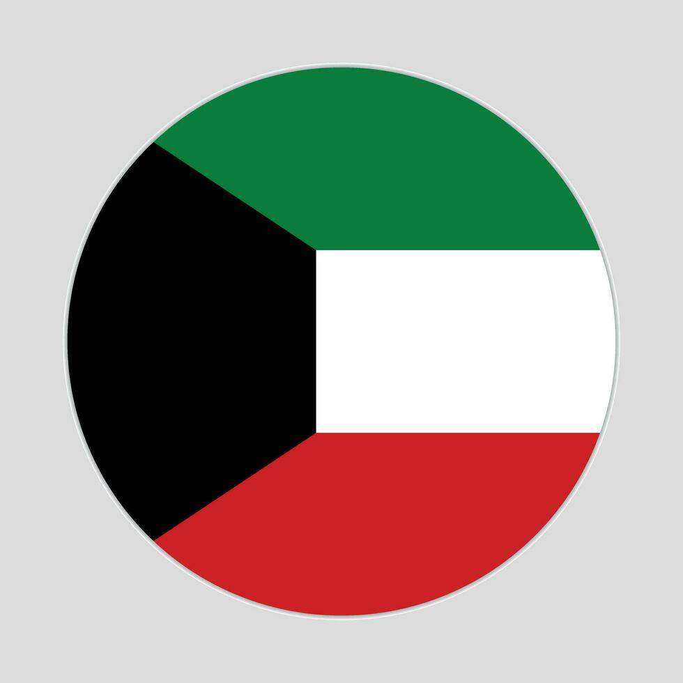 Kuwait Round Country Flag. Kuwaiti Circle National Flag. Kuwait Flag Vector. vector