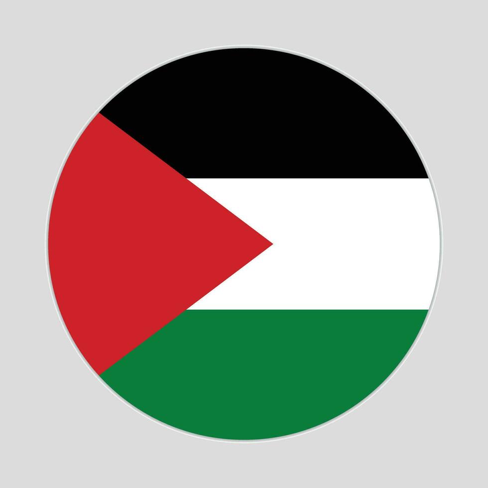 Palestine Flat Rounded National Flag. Circle flag of Palestine. Palestine flag vector. vector