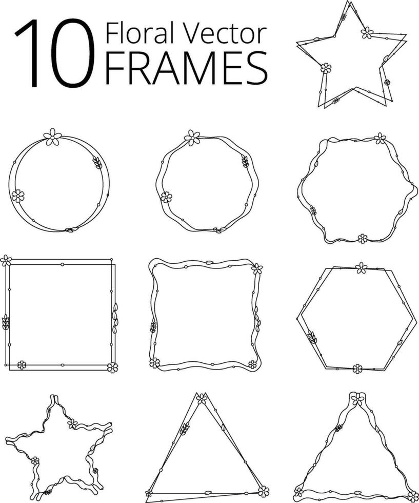 Set of floral frames, Collection of flowers and leaves Frame. Botanical Elegance Collection of Floral Frames and Leaves for Inspired Designs vector