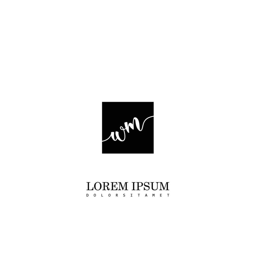 WM Initial Handwriting In Square Frame Template Design vector