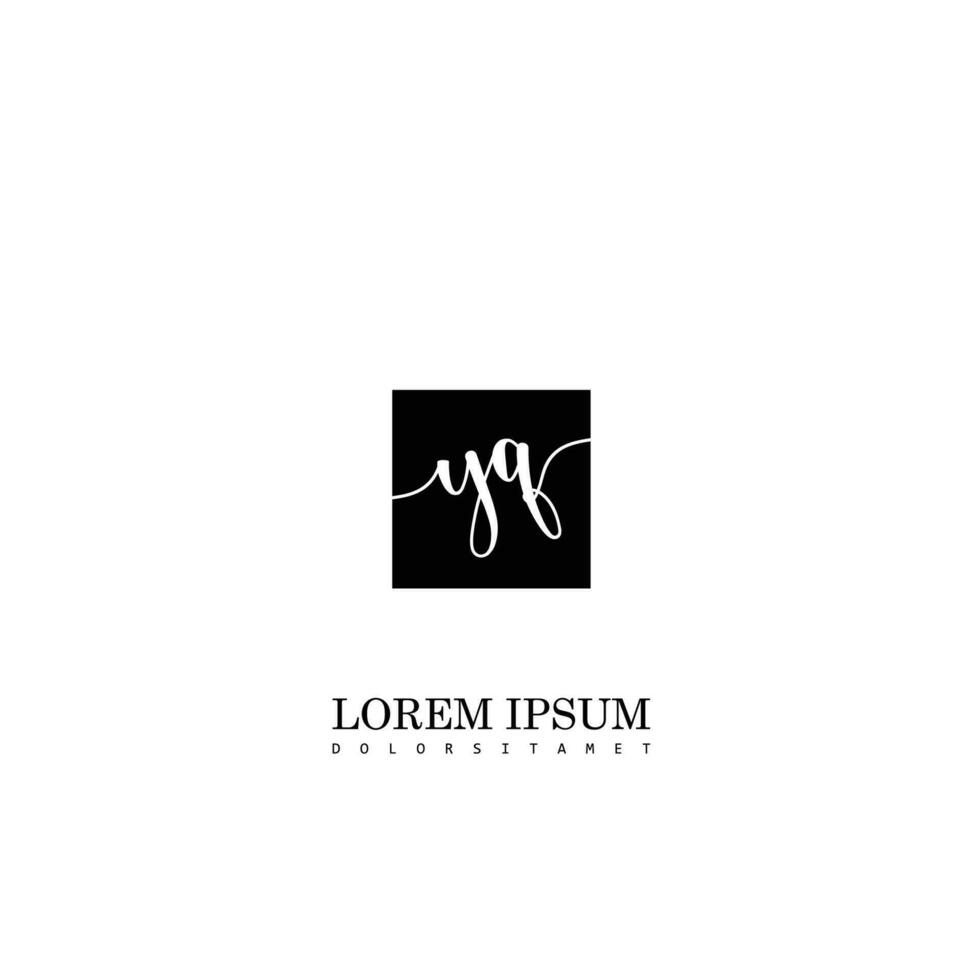 YQ Initial Handwriting In Square Frame Template Design vector