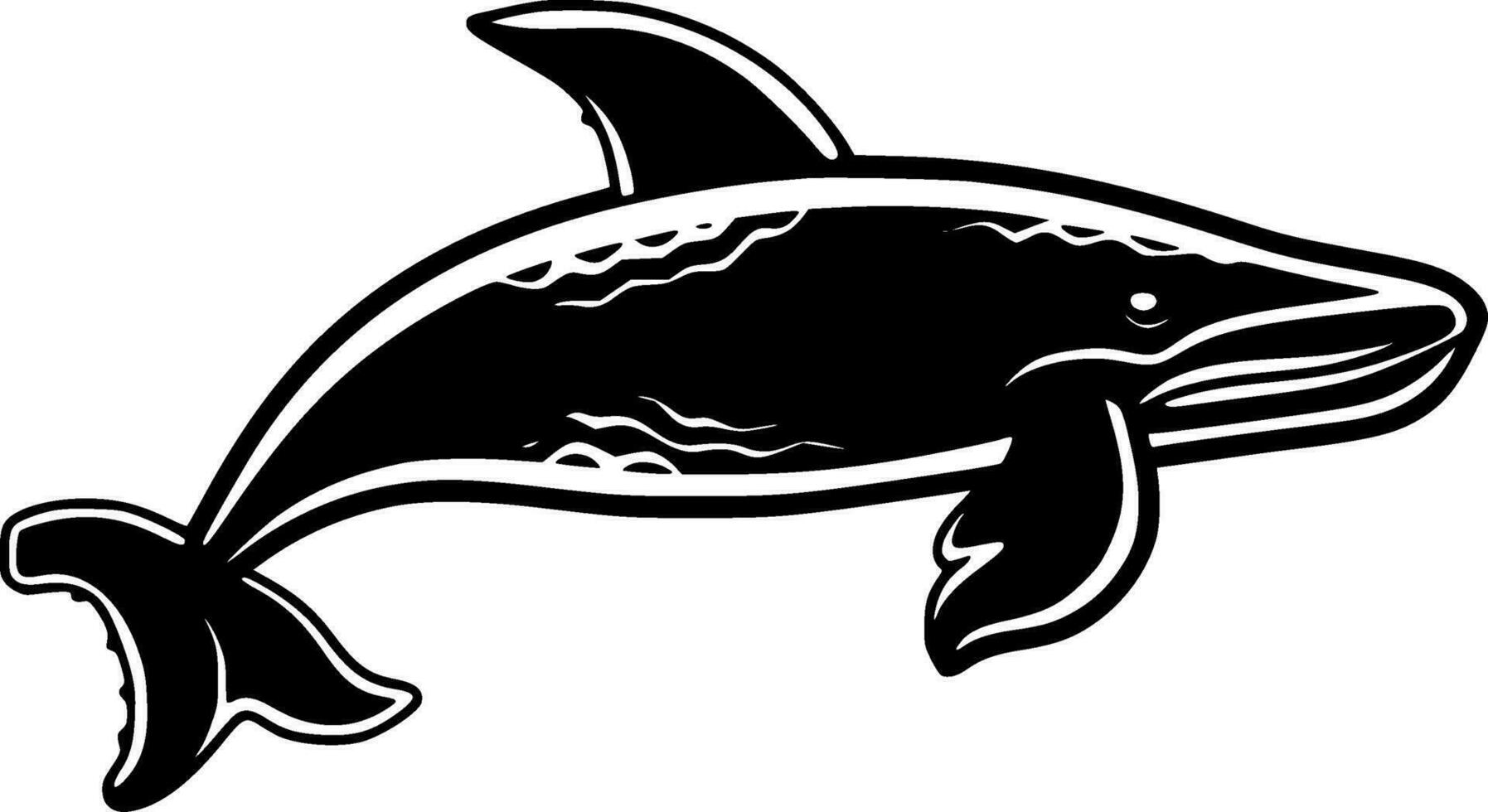 Whale, Black and White Vector illustration